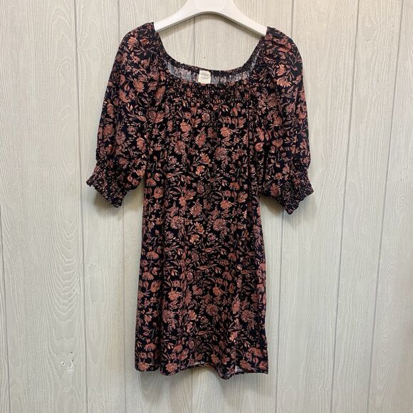 Roan + Ryan Evereve Black Floral Short Sleeve Dress Medium - Picture 4 of 7